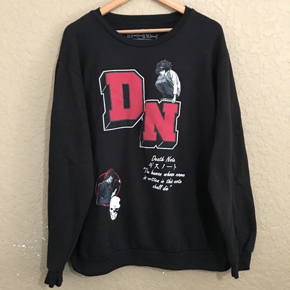 Death Note Other - Death Note Mens XL Black Crewneck Sweatshirt Ryuk Kira N Japanese Anime